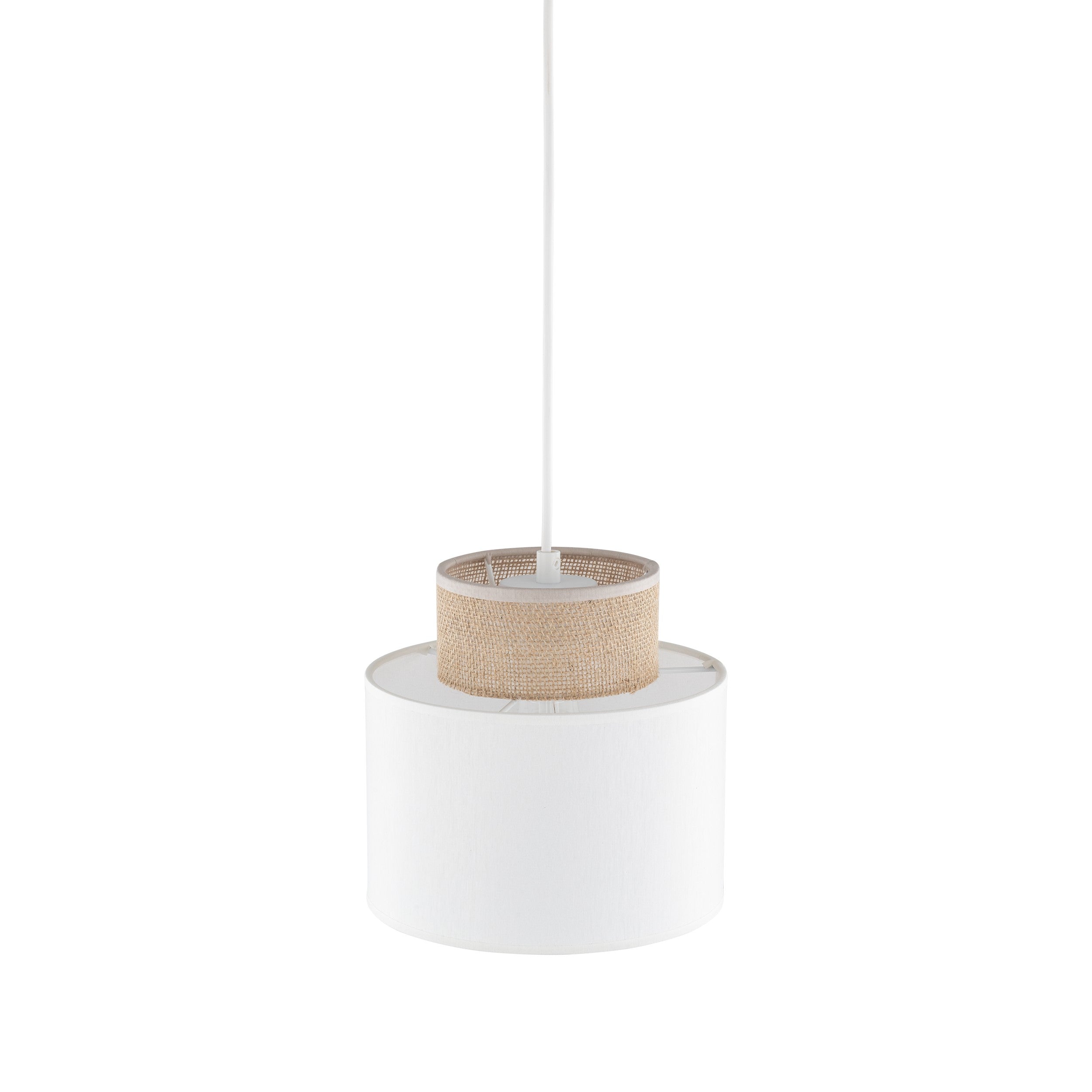 Duo White Jute Scandinavian Pendant Ceiling Light for Kitchen Island, Dining Room & Natural Interiors