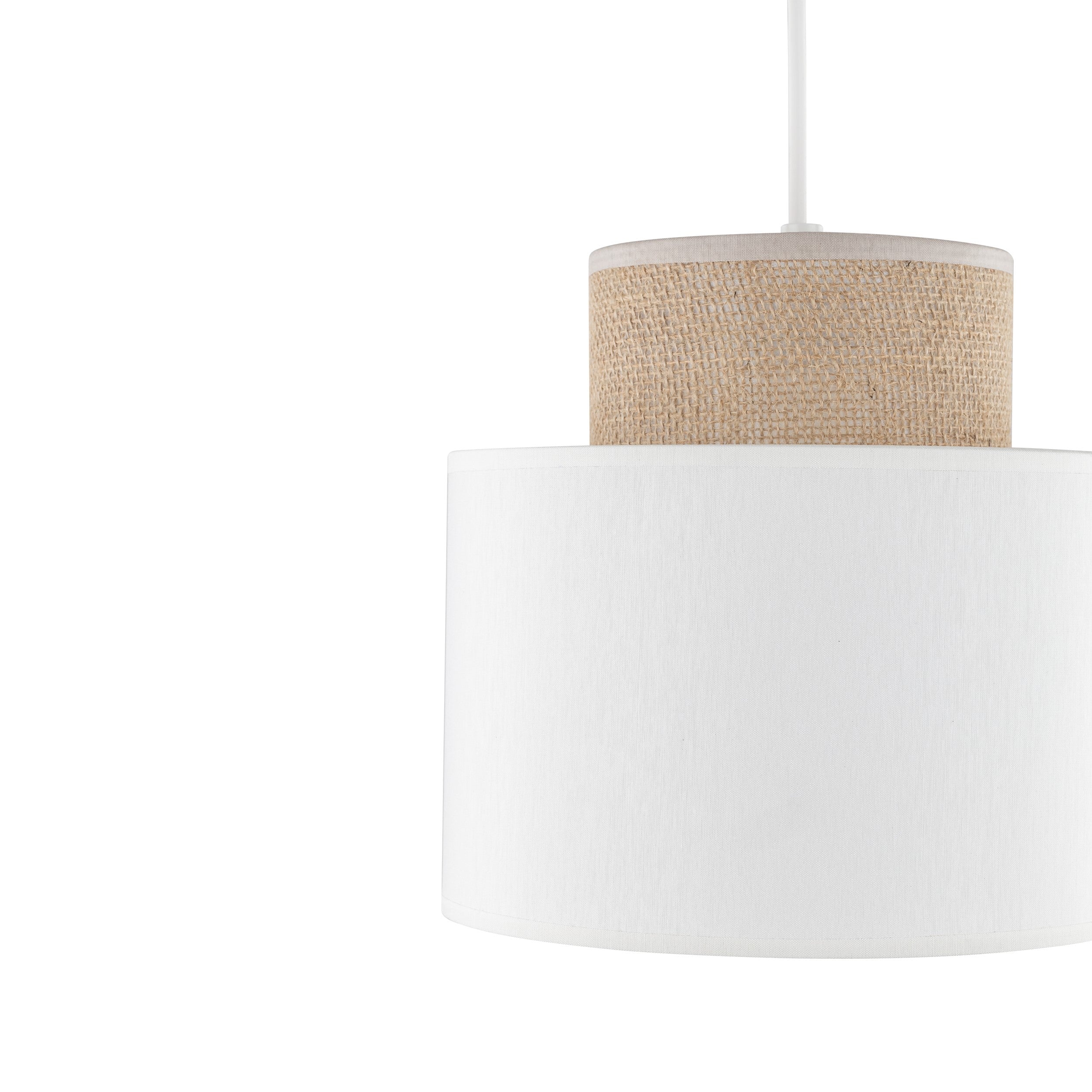 Duo White Jute Scandinavian Pendant Ceiling Light for Kitchen Island, Dining Room & Natural Interiors
