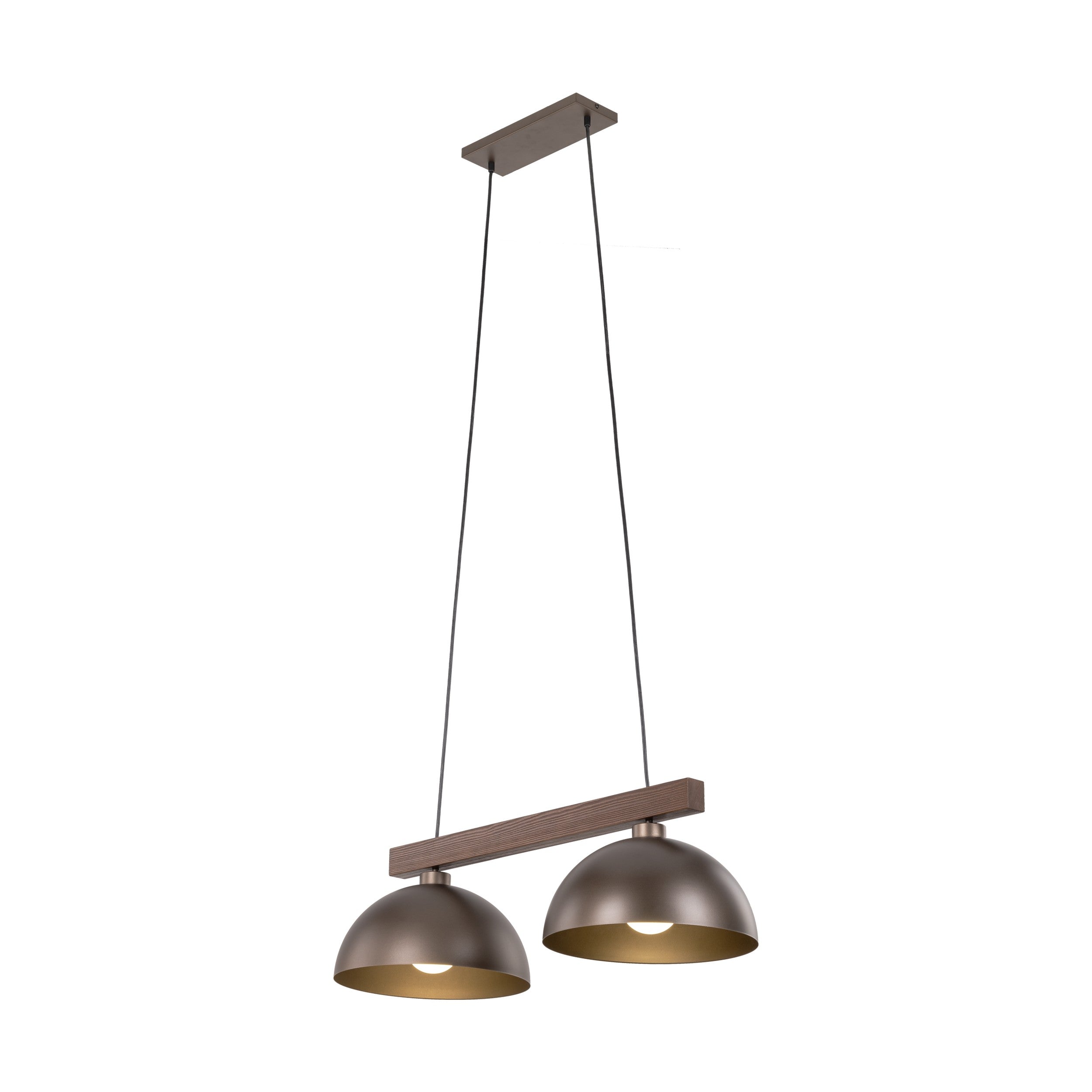 OSLO Brown Scandinavian Pendant Ceiling Light Fixture for Kitchen Island, Dining Room & Living Room (2-Light)
