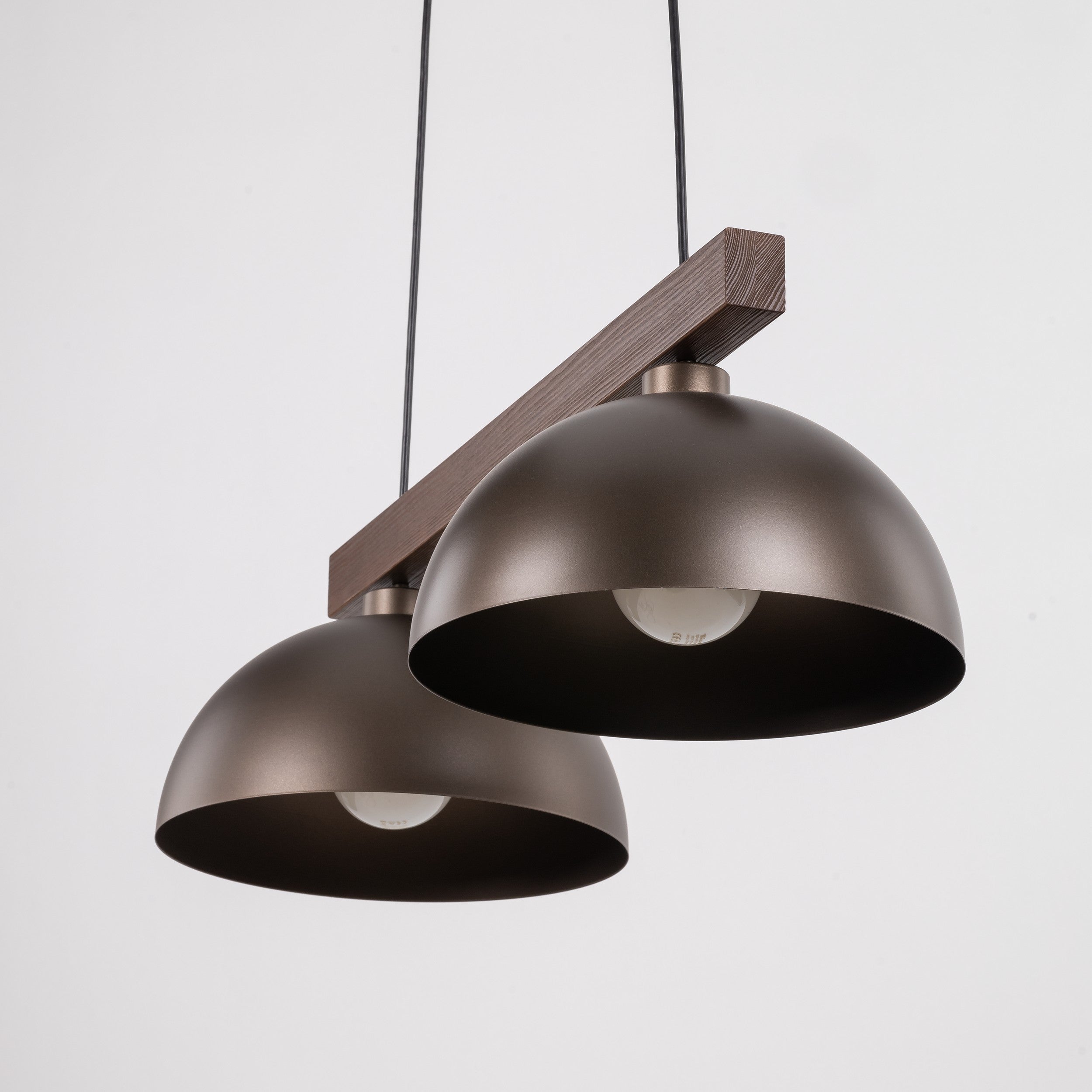 OSLO Brown Scandinavian Pendant Ceiling Light Fixture for Kitchen Island, Dining Room & Living Room (2-Light)