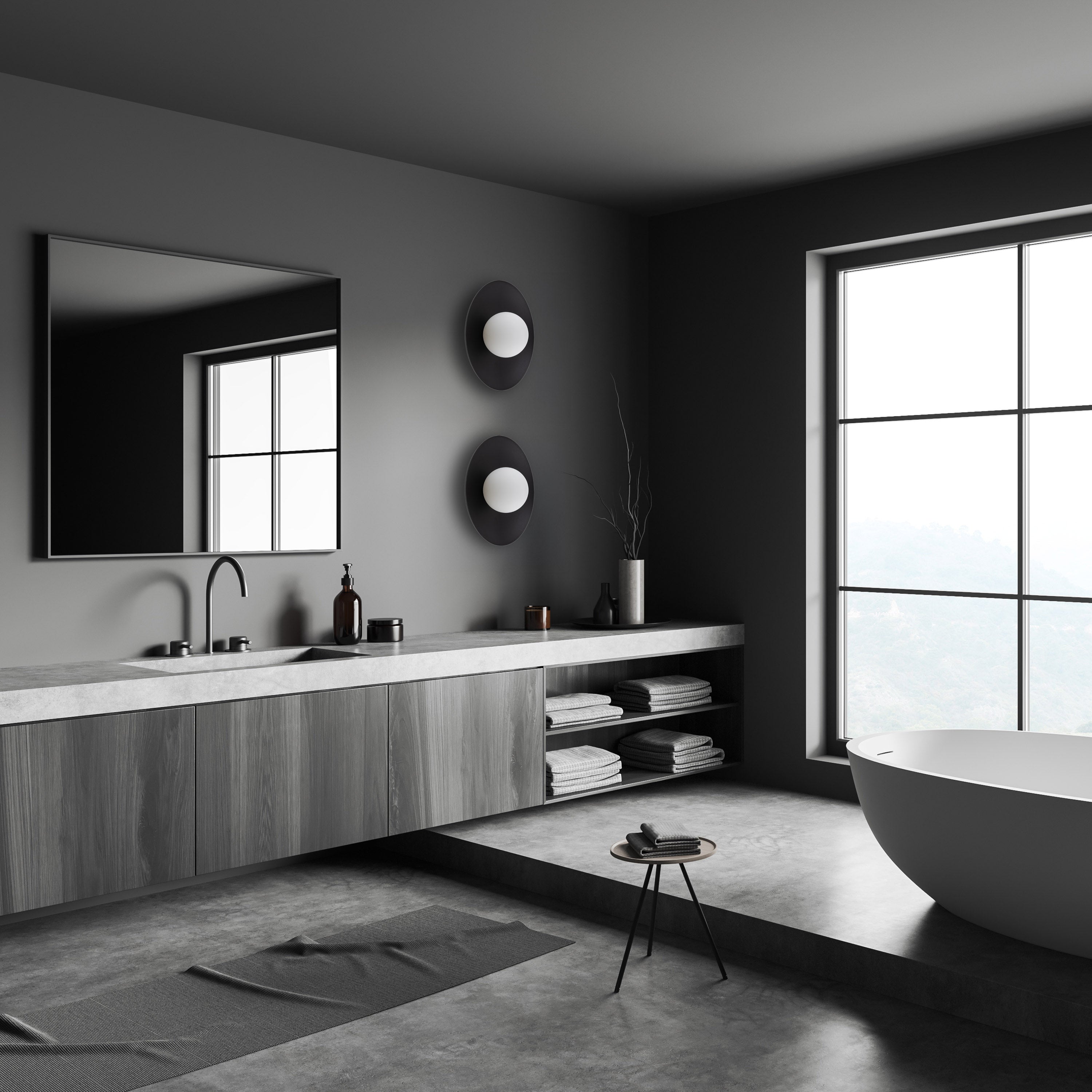 Slate Scandinavian Minimalist Wall Sconce Light Fixture for Bedroom, Hallway & Living Room