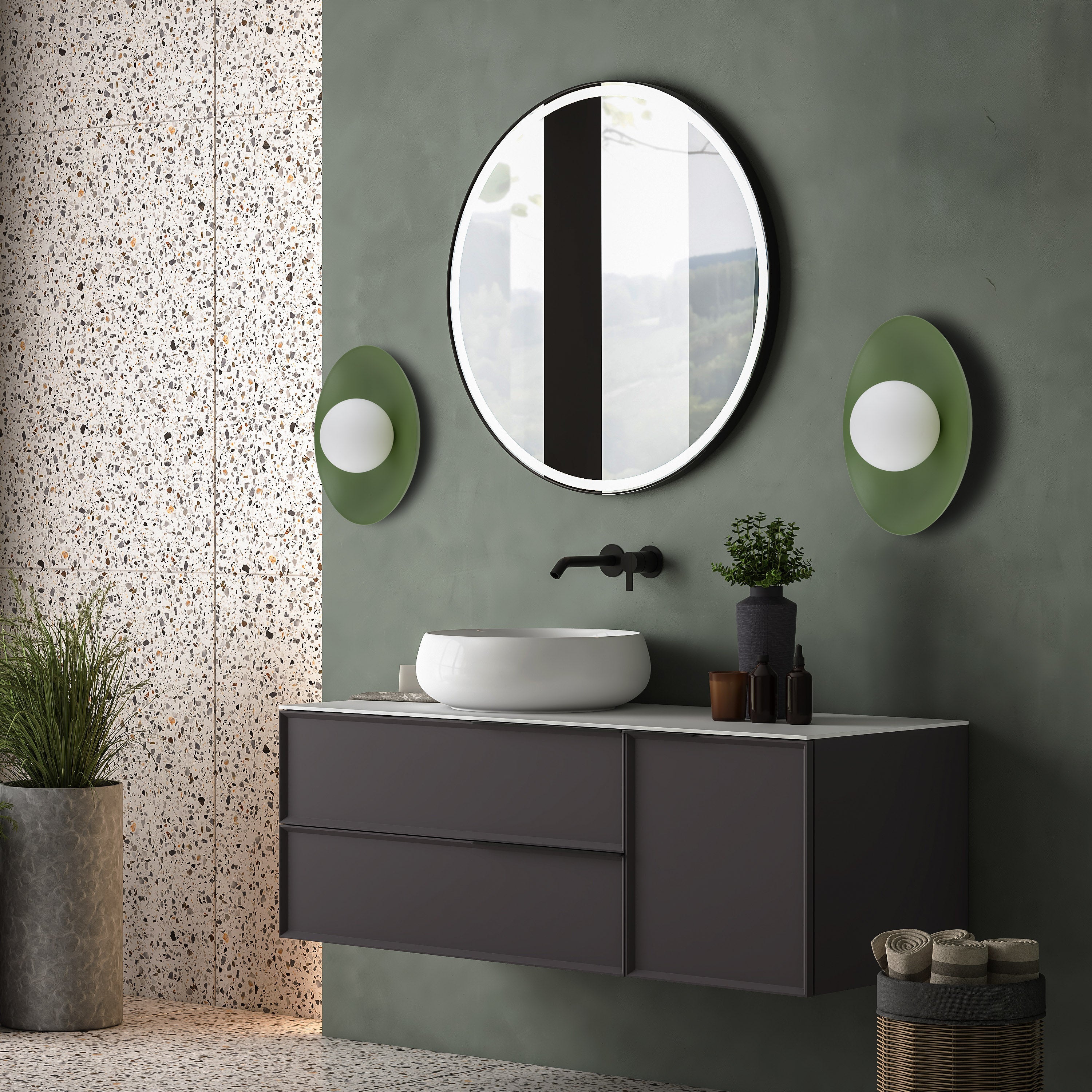 Slate Scandinavian Minimalist Wall Sconce Light Fixture for Bedroom, Hallway & Living Room