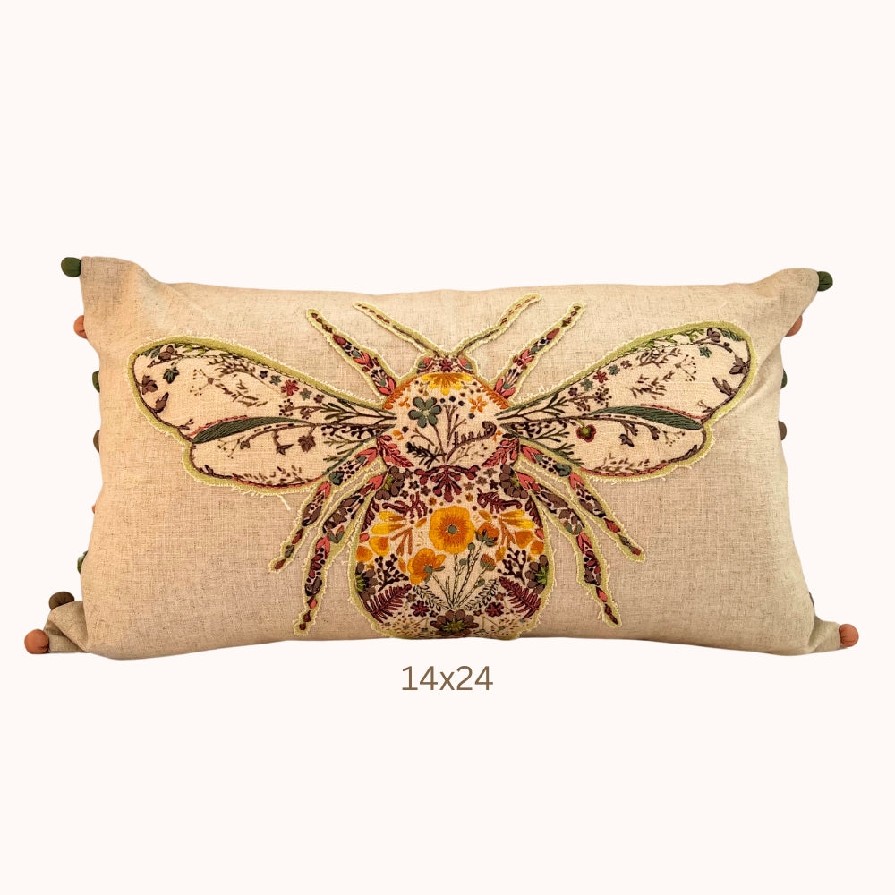 BumblebeeLinenLumbarPillowCover-Orange #color_orange
