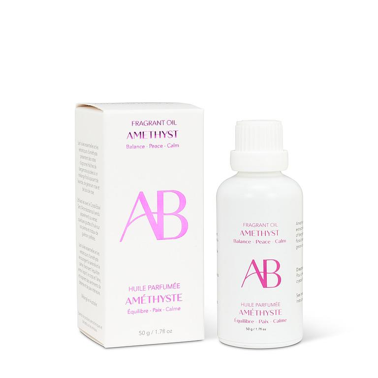 Amethyst Crystal Fragrance Oil Refill with lavender, rose geranium, bergamot and rosewood Scent by Aromabotanical