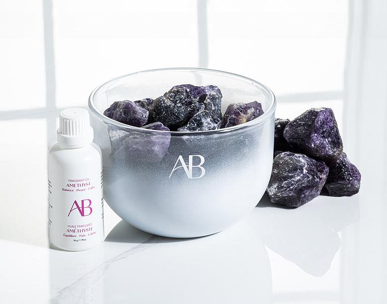 Amethyst Crystal Fragrance Bowl with Calming Lavender Oil by Aromabotanical