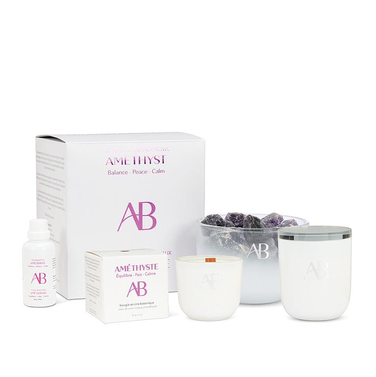 Amethyst Crystal Fragrance Bowl with Calming Lavender Oil by Aromabotanical