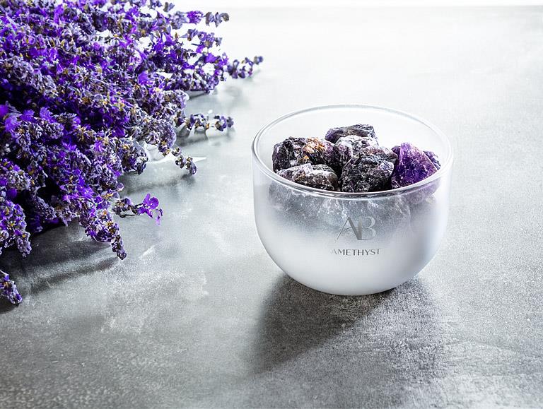 Amethyst Crystal Fragrance Bowl with Calming Lavender Oil by Aromabotanical