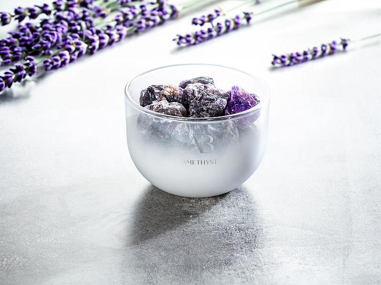 Amethyst Crystal Fragrance Bowl with Calming Lavender Oil by Aromabotanical