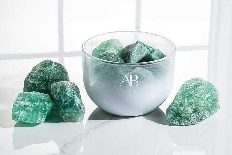 Aventurine Crystal Fragrance Bowl with Uplifting Cedarwood & Grapefruit Oil by Aromabotanical