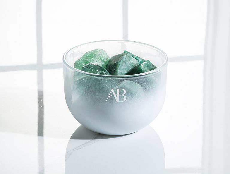 Aventurine Crystal Fragrance Bowl with Uplifting Cedarwood & Grapefruit Oil by Aromabotanical