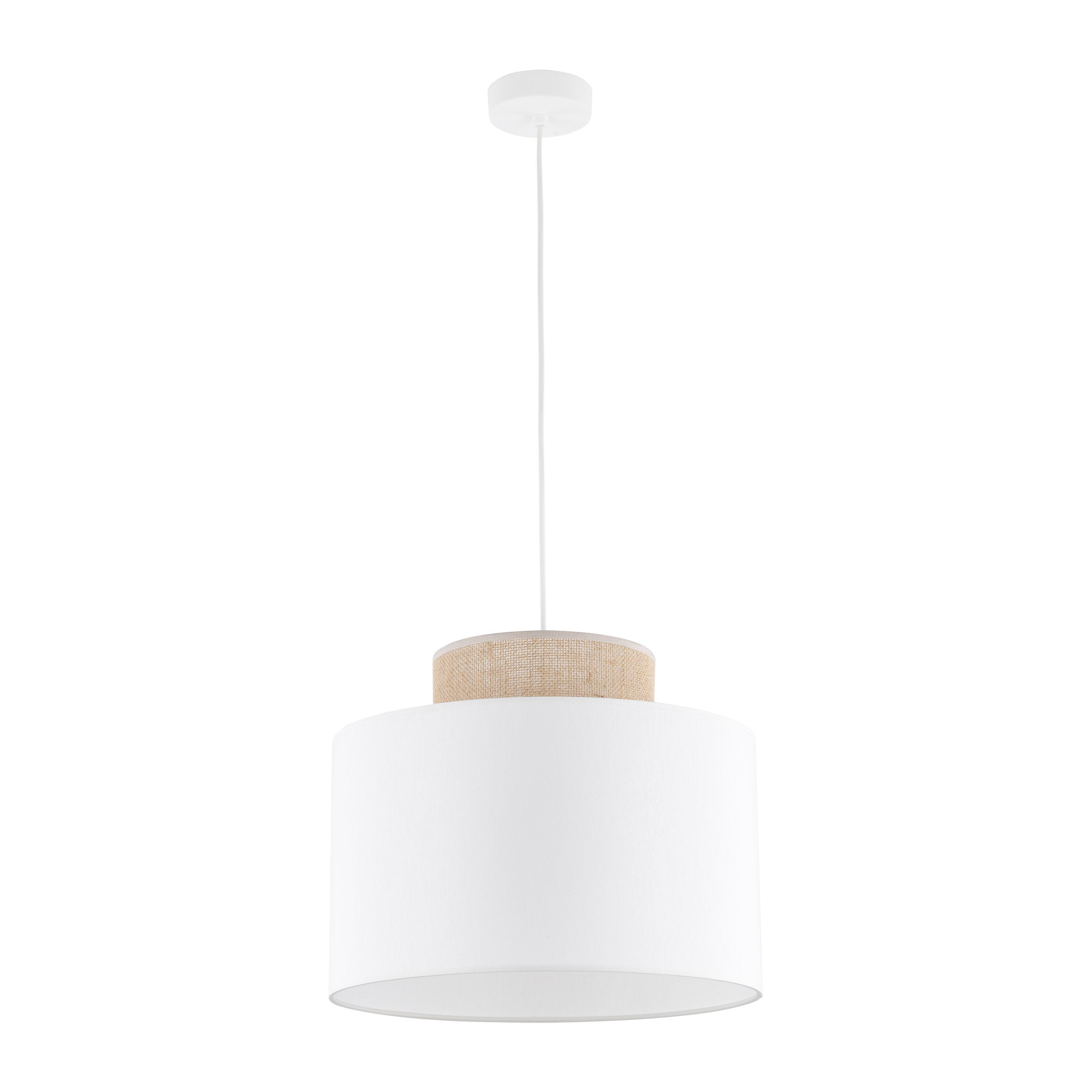 Duo White Jute Scandinavian Pendant Ceiling Light for Kitchen Island, Dining Room & Natural Interiors