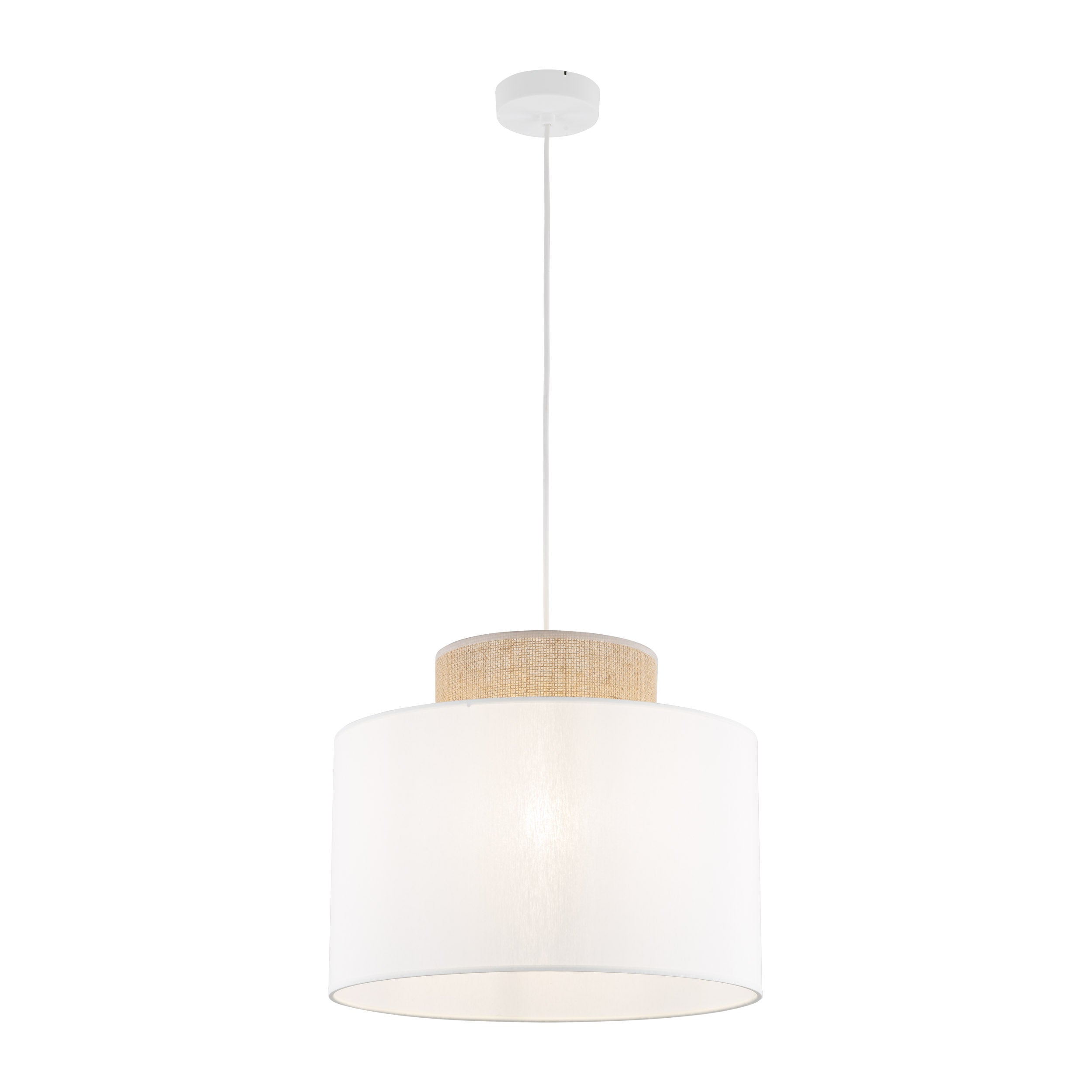 Duo White Jute Scandinavian Pendant Ceiling Light for Kitchen Island, Dining Room & Natural Interiors