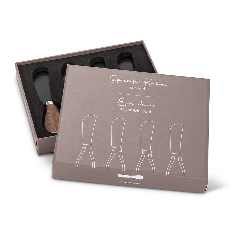 Walnut Handled Pâté Spreaders – Set of 4 | Black Teflon-Coated Stainless Steel Blades