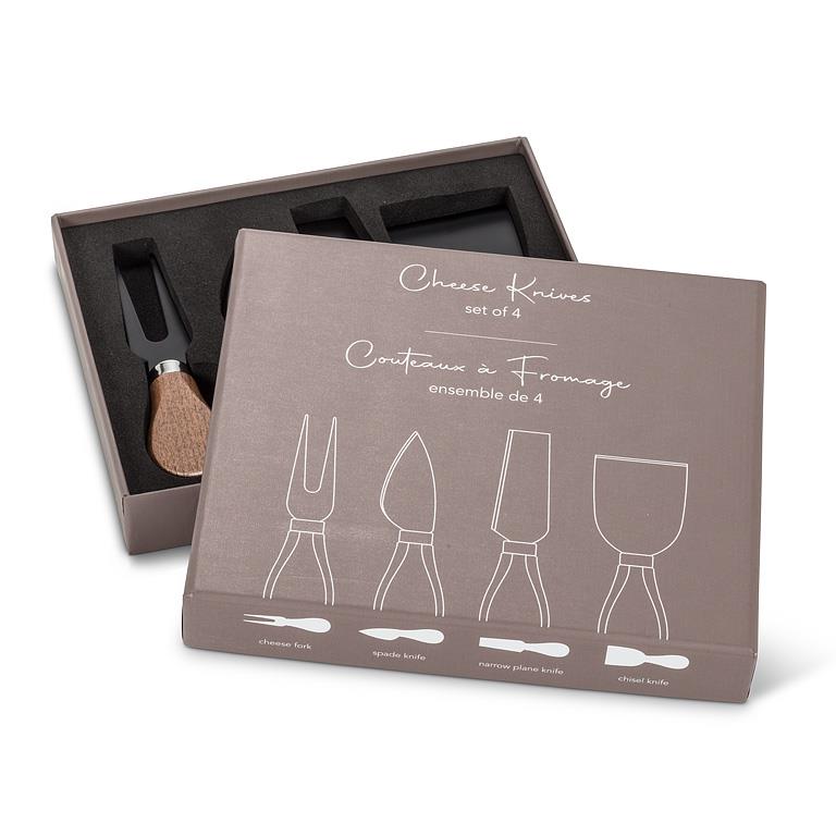 Walnut Handled Cheese Knives – Set of 4 | Black Teflon-Coated Stainless Steel Blades