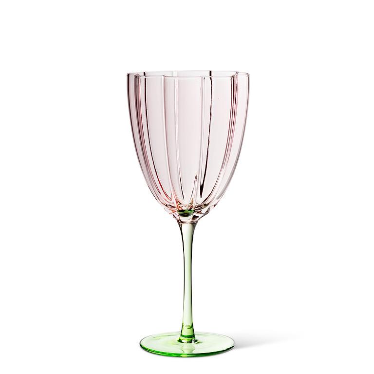 Flower Look Wine Glasses – Set of 4 | Pink & Green Floral Wine Glass Set (13 oz)
