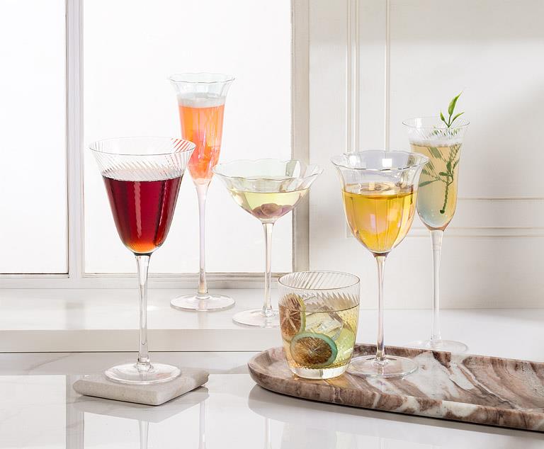 Iris Tulip Slender Flute – Optic Lustre Champagne Glasses, Set of 4 (5oz)