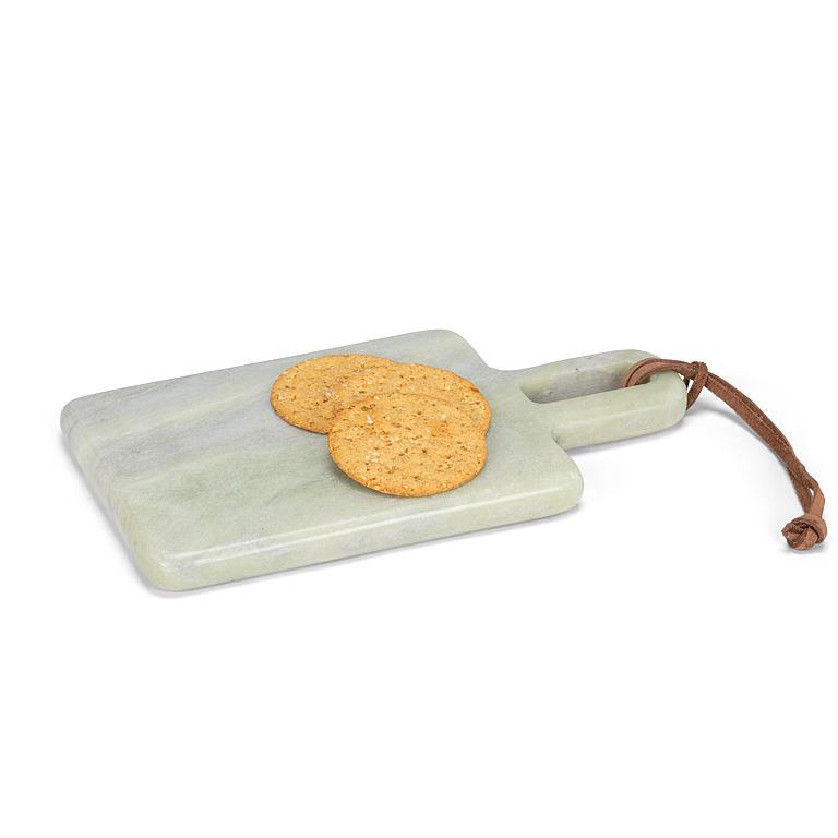 Green Marble Serving Board with Leather Loop (9.75"L)