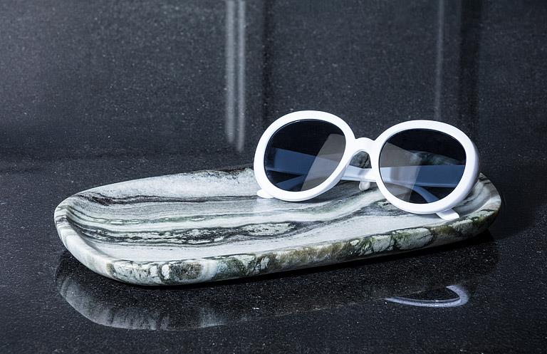 Small Black Marble Oblong Serving/Dessert Tray (11.5"L)