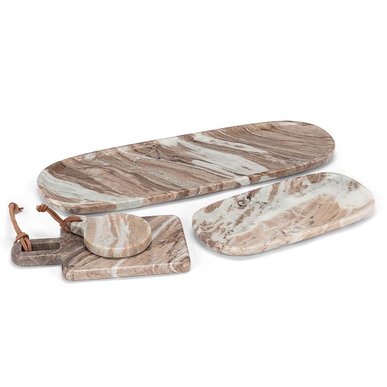 Brown Marble Oblong Serving Tray (19.5"L)