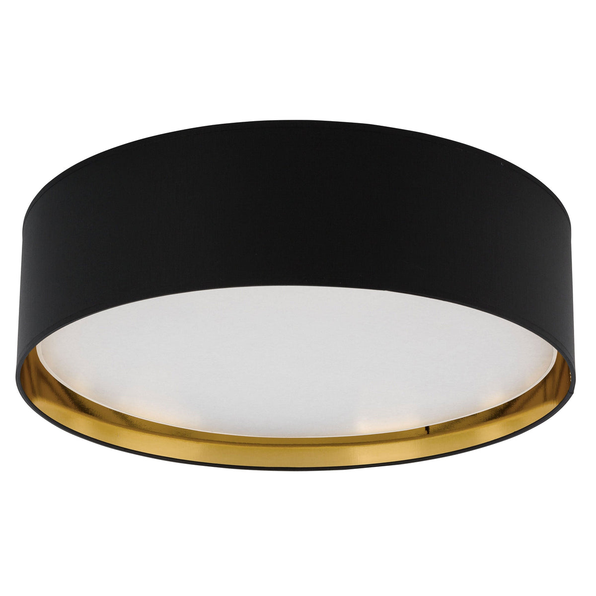 BILBAO Gold & Linen Large Flush Mount Ceiling Light for Bedroom, Hallway & Living Room