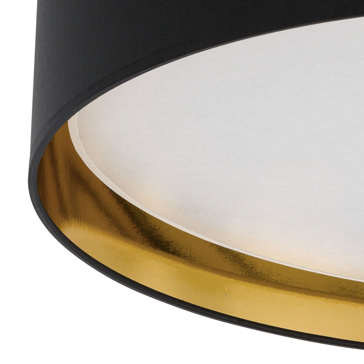 BILBAO Gold & Linen Large Flush Mount Ceiling Light for Bedroom, Hallway & Living Room