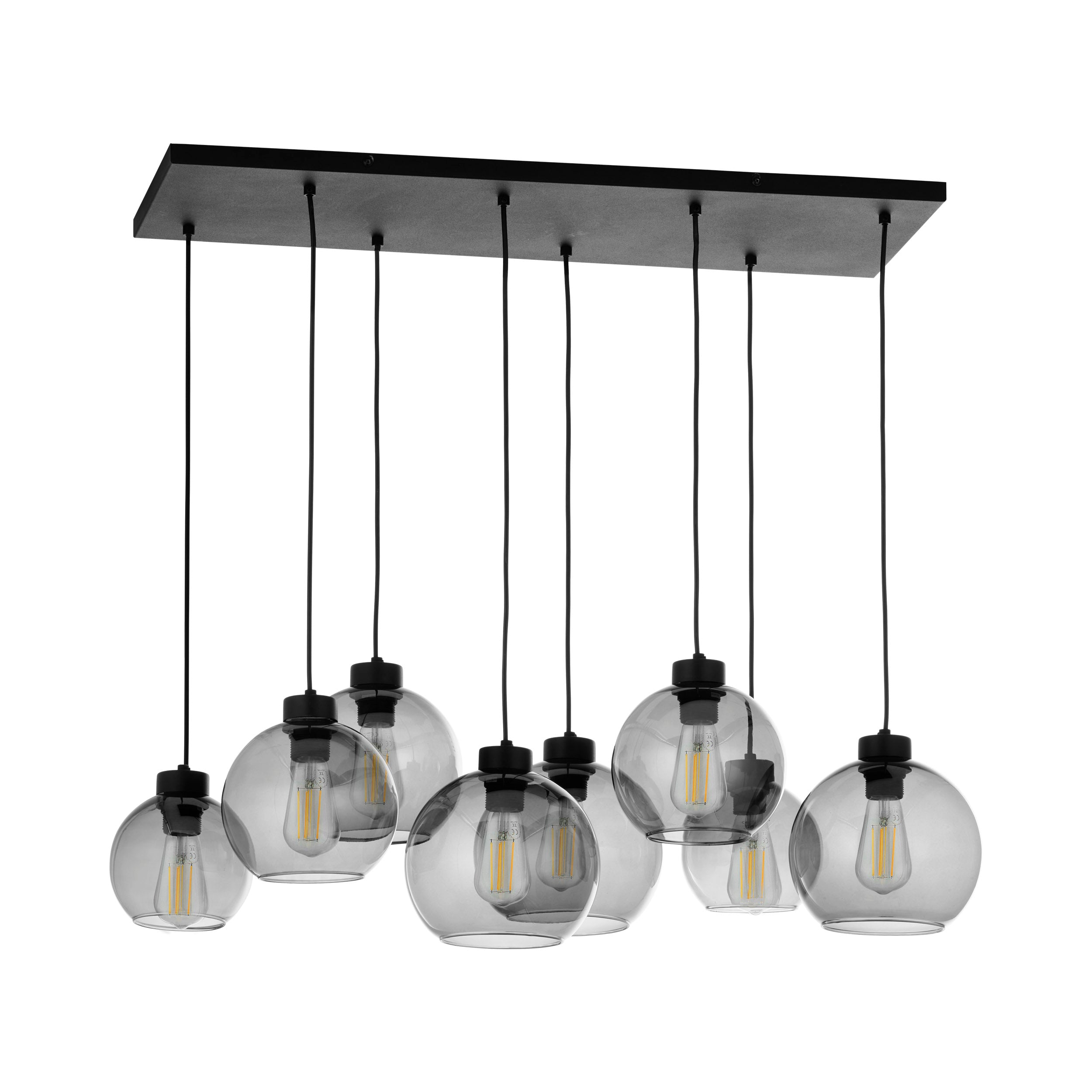 CUBUS Graphite Glass Scandinavian Pendant Light Fixture for Kitchen Island, Dining Room & Living Room (8-Light)