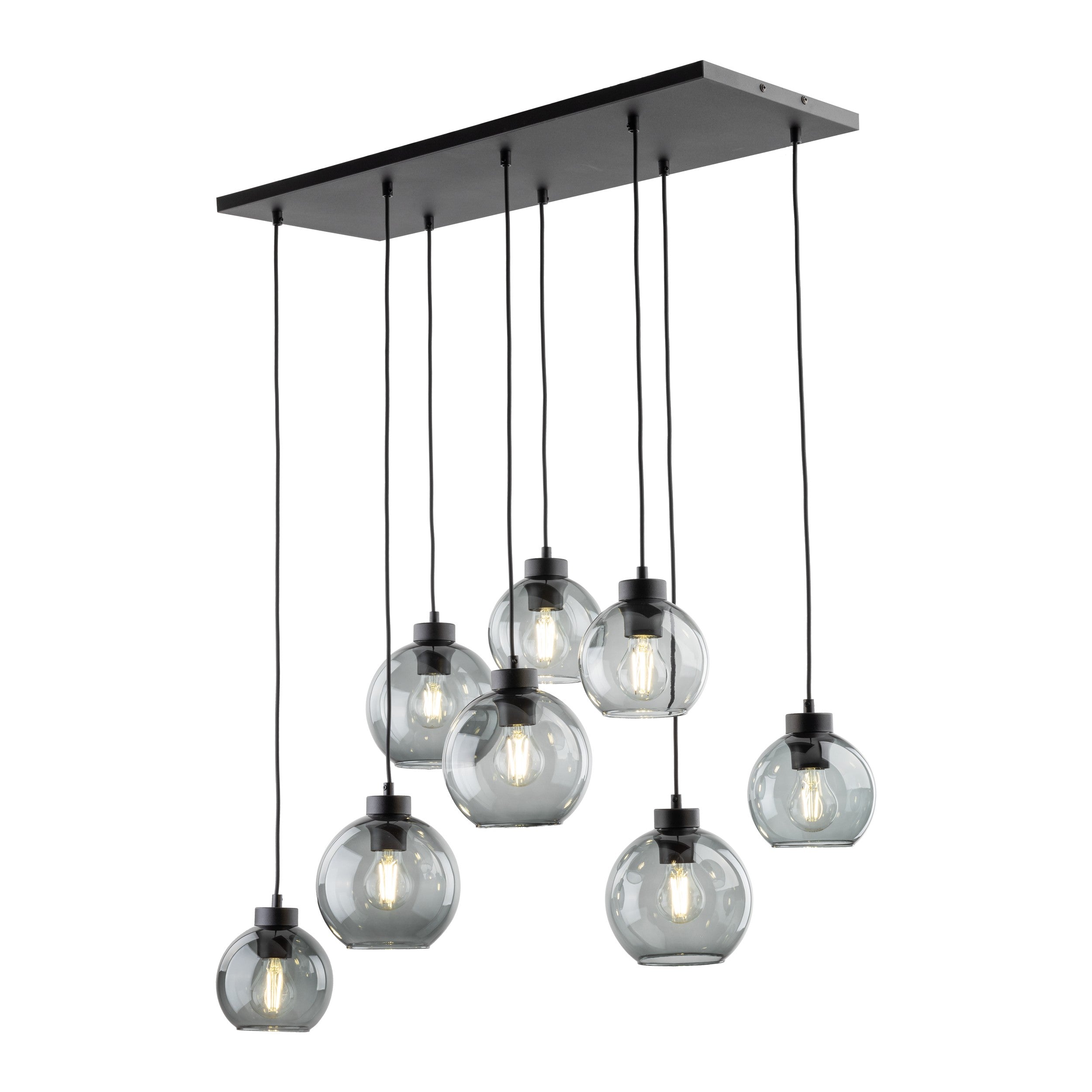 CUBUS Graphite Glass Scandinavian Pendant Light Fixture for Kitchen Island, Dining Room & Living Room (8-Light)