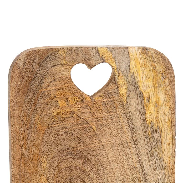 Rectangle Mangowood Serving Board with Cutout Heart – Rustic Decorative & Charcuterie Board