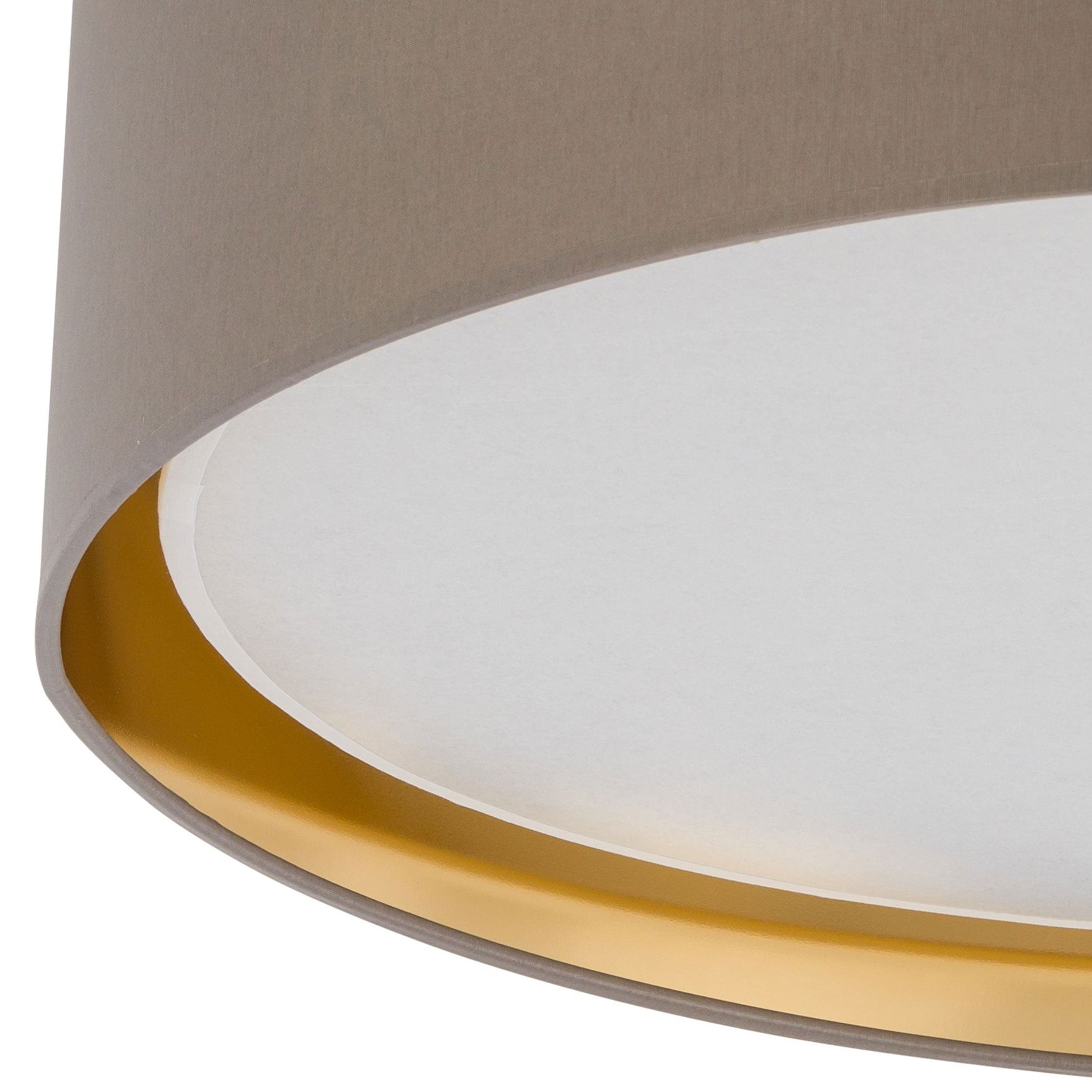 BILBAO Gold & Linen Large Flush Mount Ceiling Light for Bedroom, Hallway & Living Room