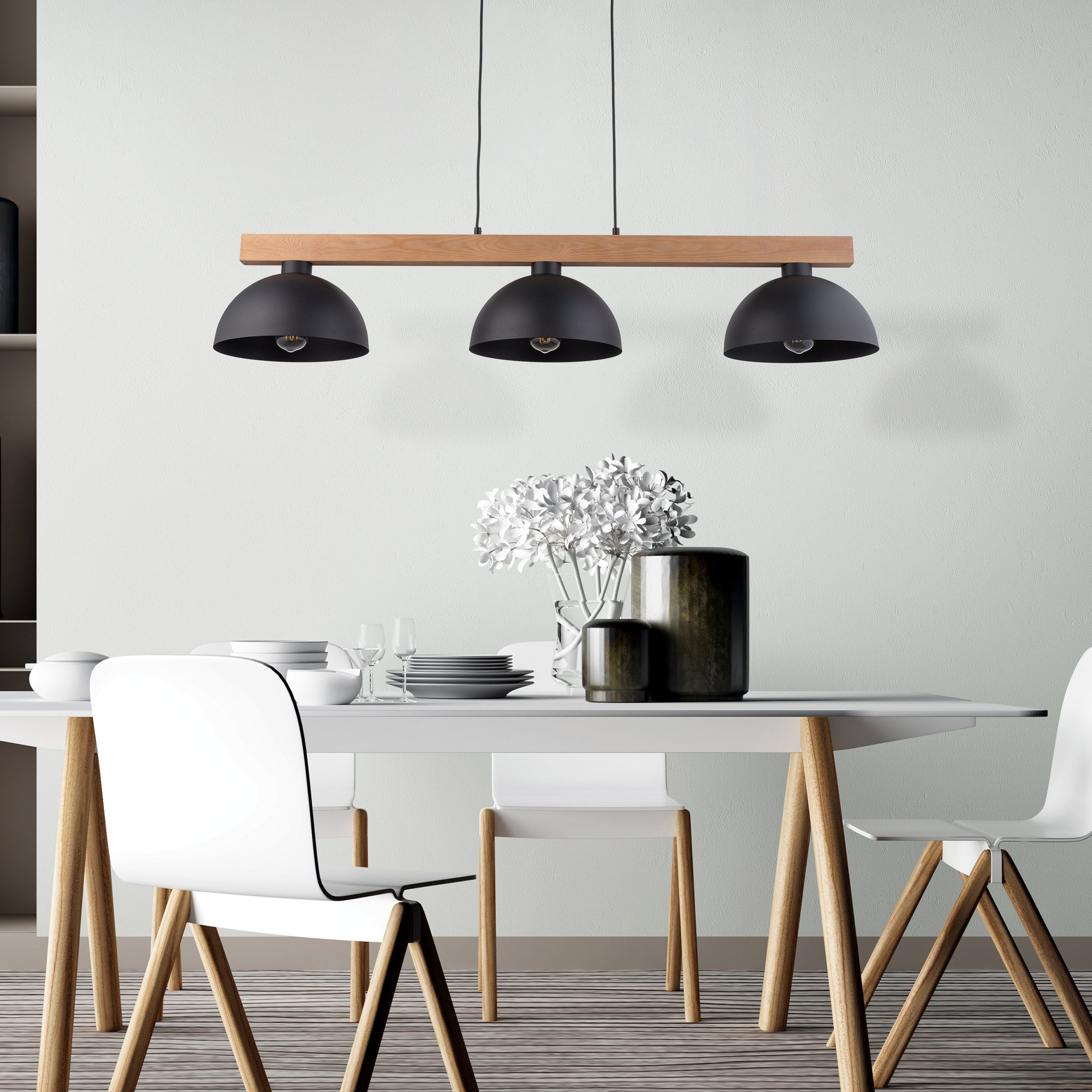 OSLO Black Scandinavian Pendant Light 3Oslo Black Scandinavian Minimalist Pendant Ceiling Light for Kitchen Island, Dining Room & Modern Interiors 3