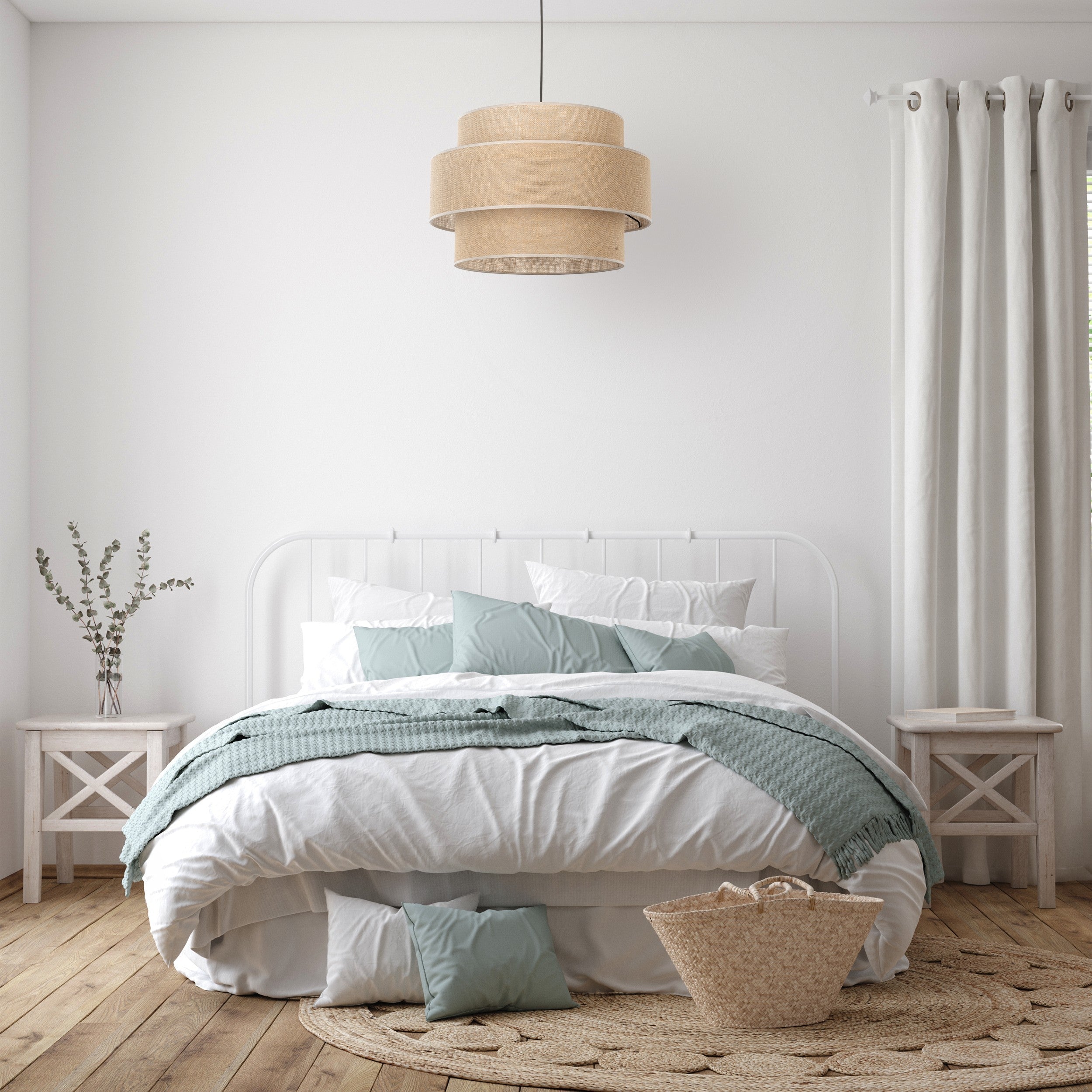 CALISTO JUTE Large Scandinavian Pendant Light for Bedroom, Living Room & Warm Natural Interiors