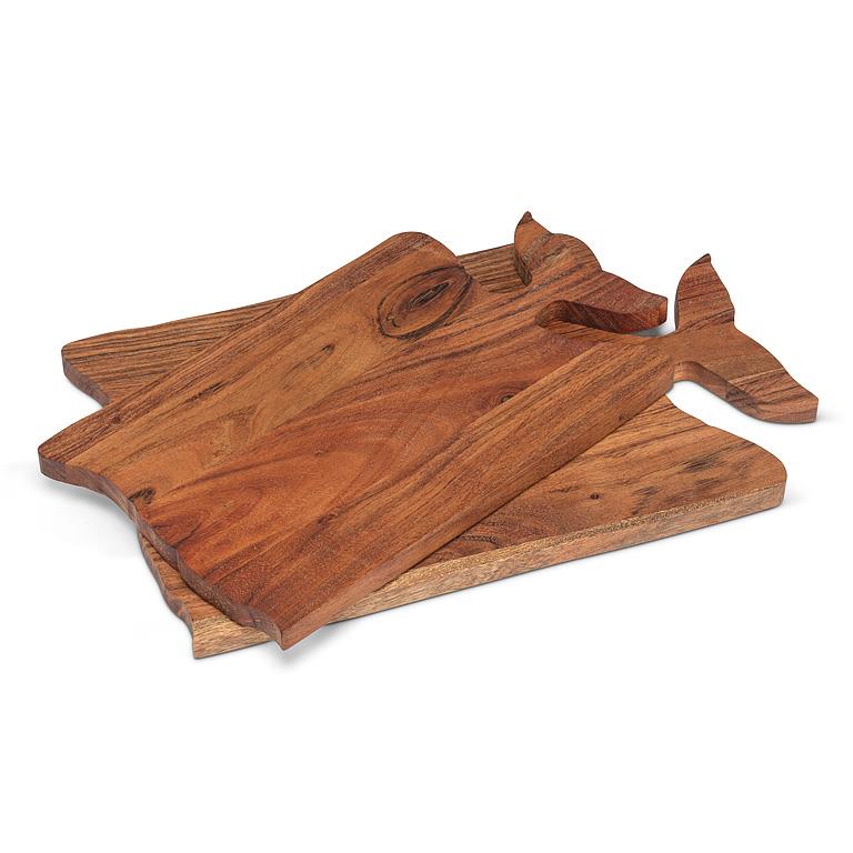 Large Whale Tail Acacia Wood Serving Board – 10" x 15"
