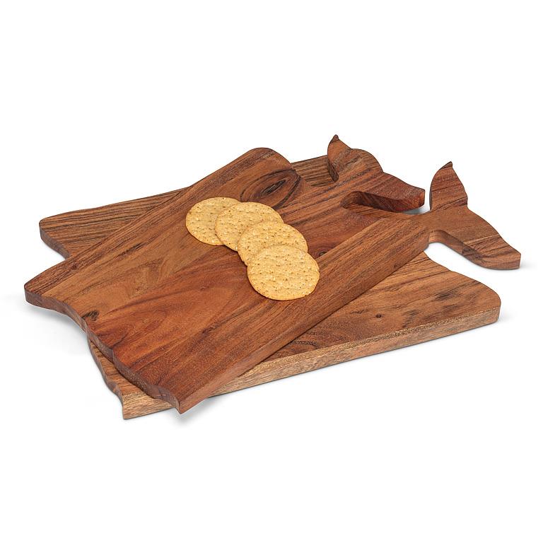 Large Whale Tail Acacia Wood Serving Board – 10" x 15"