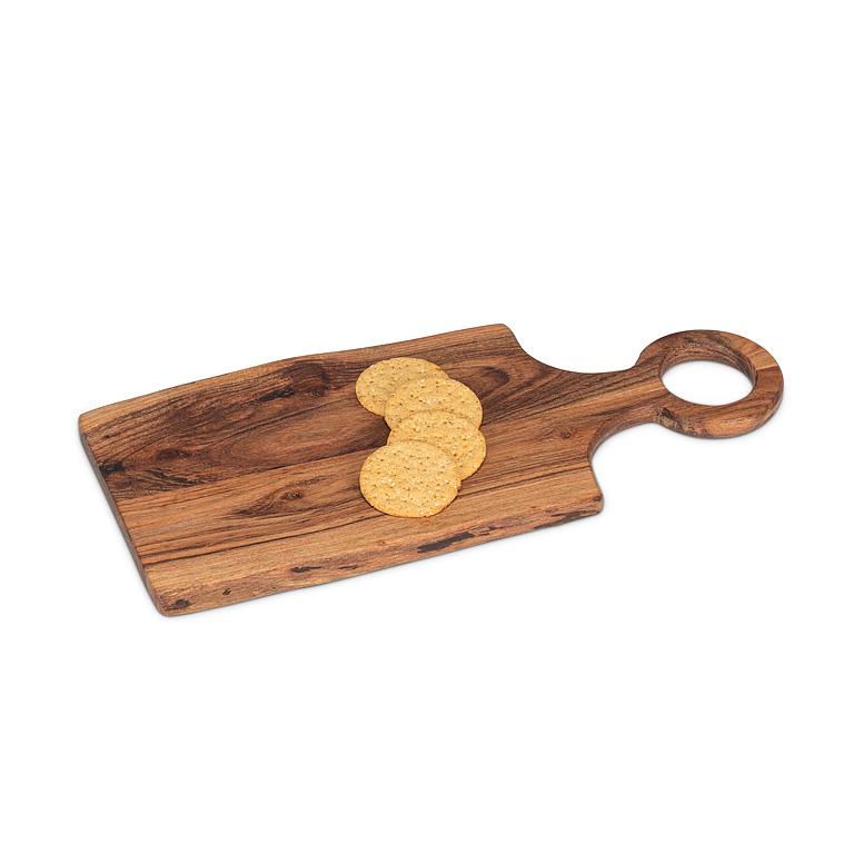 Small Ring Handle Acacia Wood Serving Board – 8" x 18"