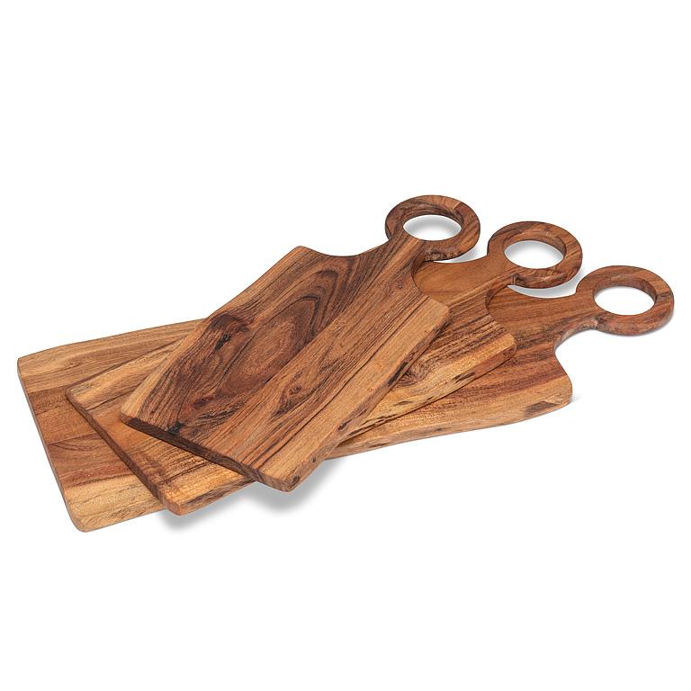 Small Ring Handle Acacia Wood Serving Board – 8" x 18"