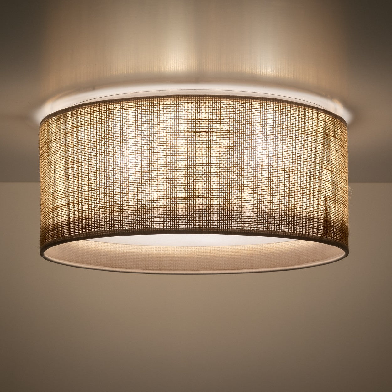 JUTE Natural Flush Mount Ceiling Light for Bedroom, Hallway & Living Room