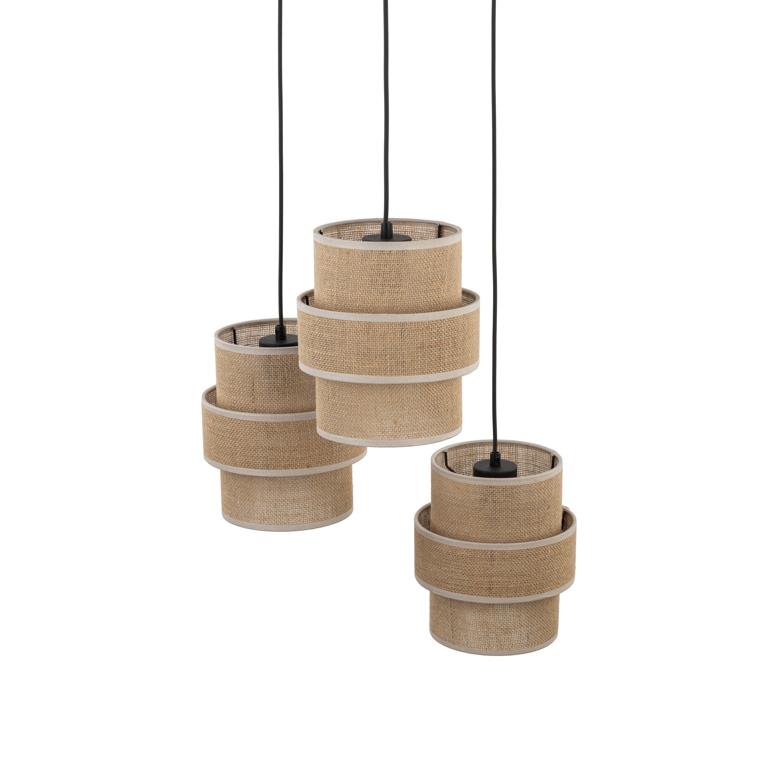 CALISTO JUTE 3-Light Pendant Light for Dining Tables, Stairwells & Natural Interiors