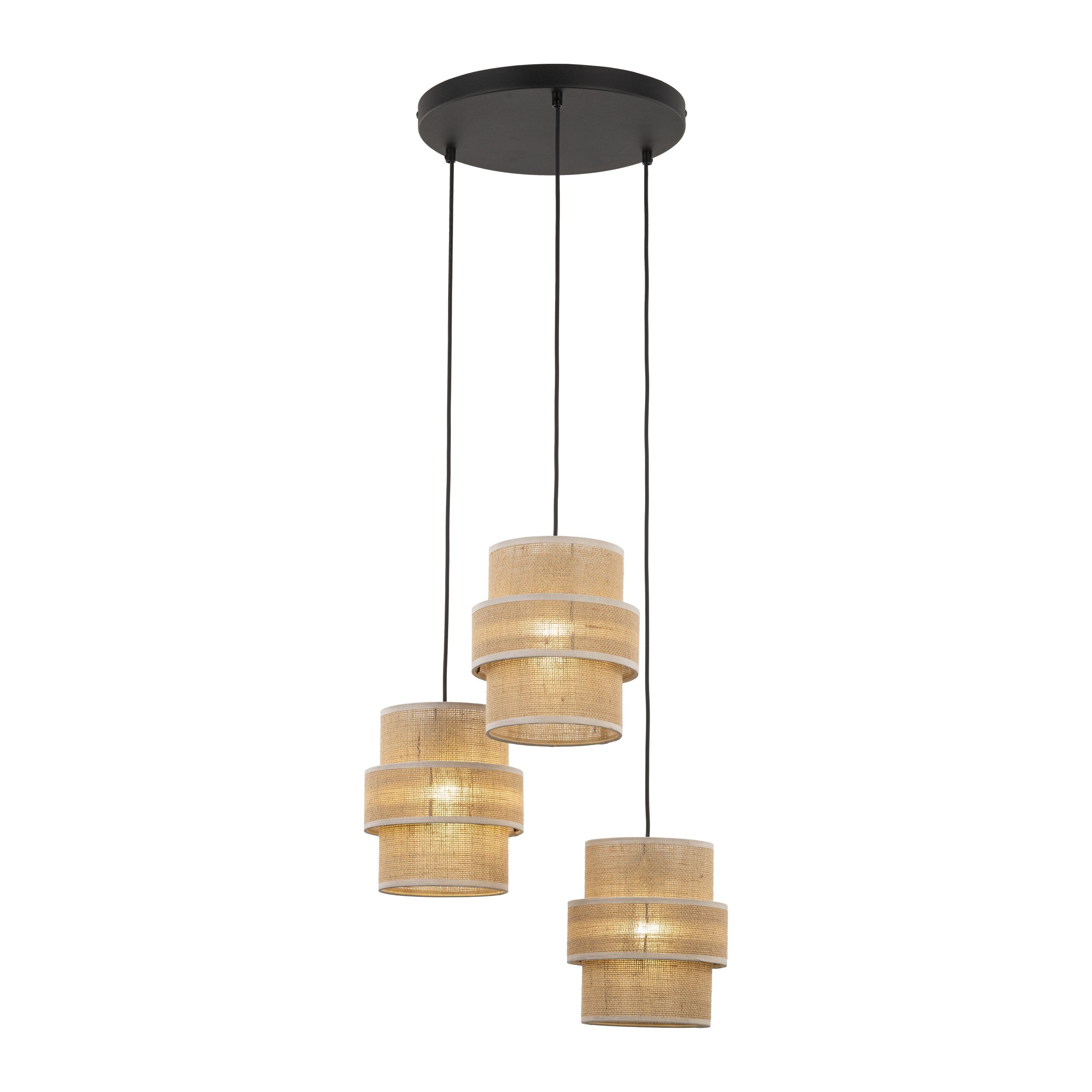 CALISTO JUTE 3-Light Pendant Light for Dining Tables, Stairwells & Natural Interiors