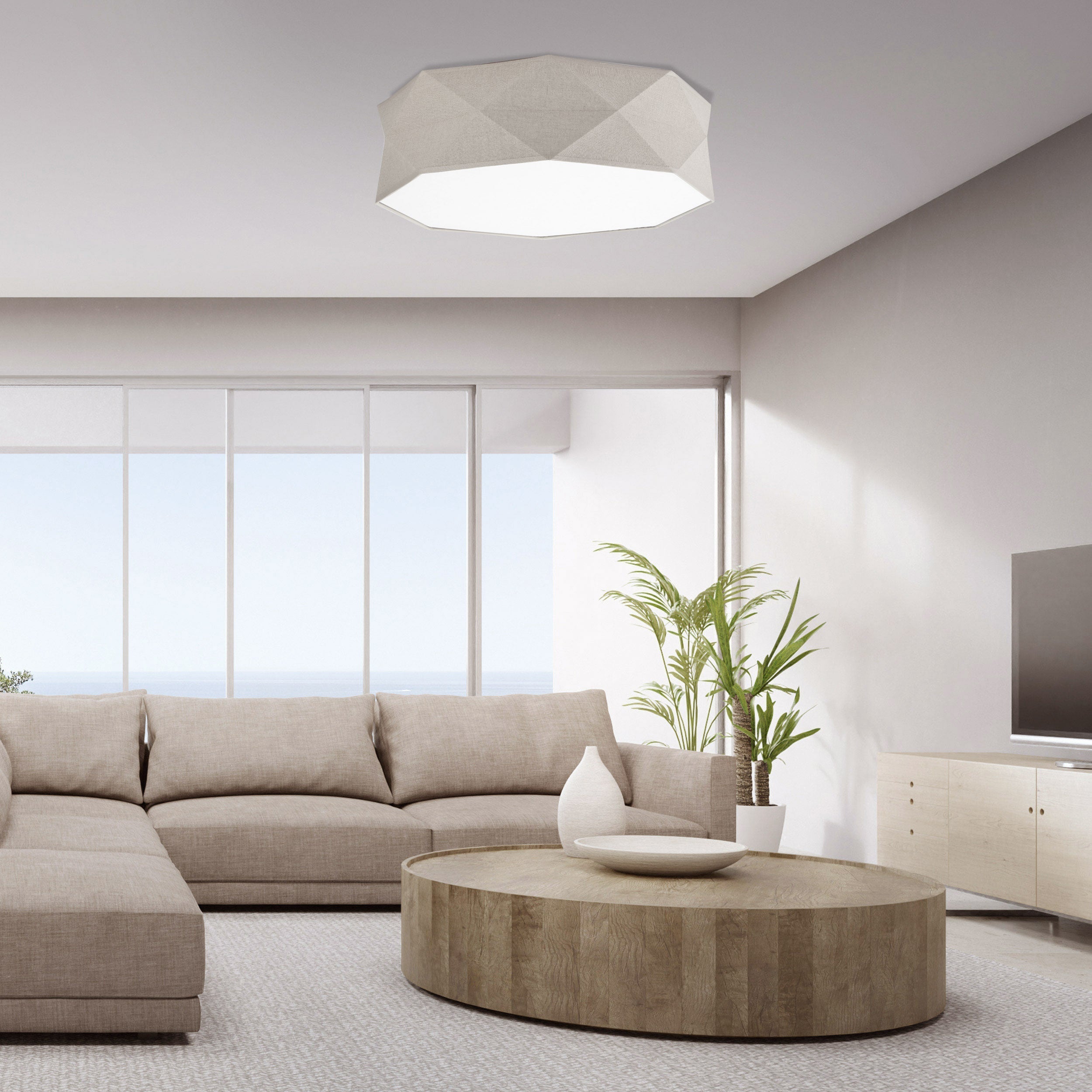 KANTOOR Beige Linen Flush Mount Light