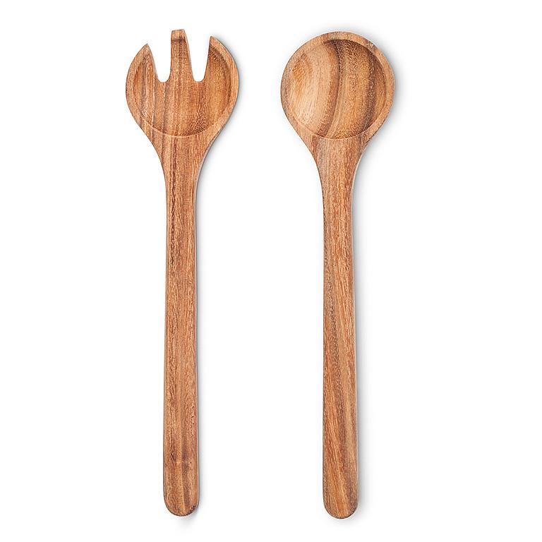 Classic Acacia Wood Salad Servers – Handcrafted Serving Utensils (13")