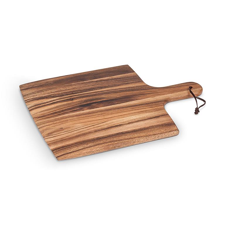 Square Acacia Wood Pizza Board with Strap β Rustic Serving & Cutting Board (17")