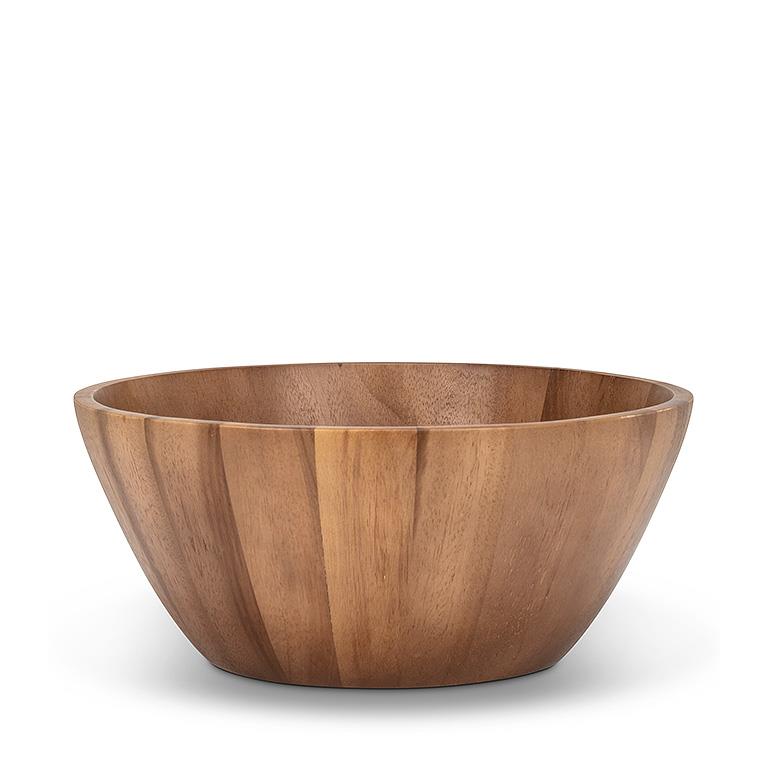 Large Deep Acacia Wood Serving Bowl – Rustic Handcrafted Salad & Entertaining Bowl (13.75")