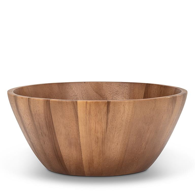 Extra Large Deep Acacia Wood Serving Bowl – Rustic Handcrafted Salad & Entertaining Bowl (15.75")
