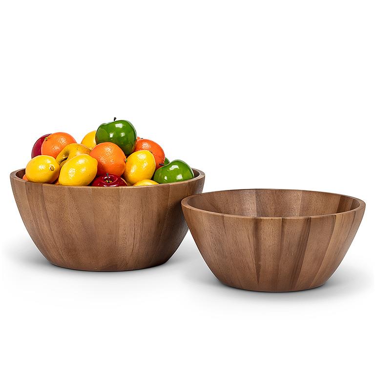 Extra Large Deep Acacia Wood Serving Bowl – Rustic Handcrafted Salad & Entertaining Bowl (15.75")
