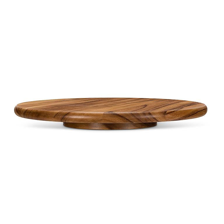 Large Round Acacia Wood Lazy Susan – Rotating Serving Tray (16")