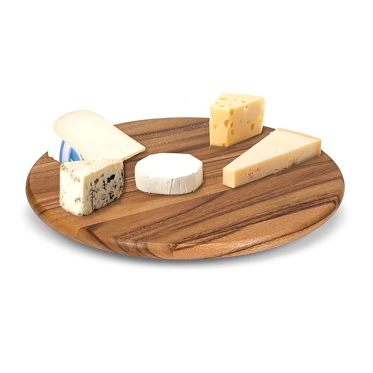 Large Round Acacia Wood Lazy Susan – Rotating Serving Tray (16")
