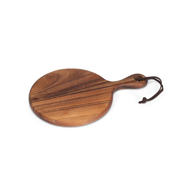 10" Round Acacia Wood Serving Board with Handle β Charcuterie & Cheese Board