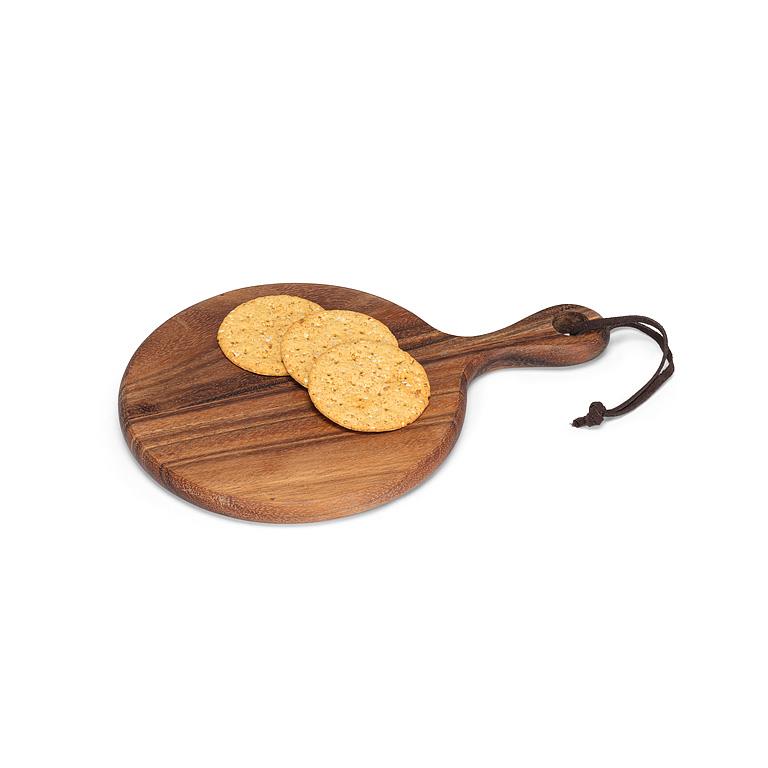 10" Round Acacia Wood Serving Board with Handle β Charcuterie & Cheese Board