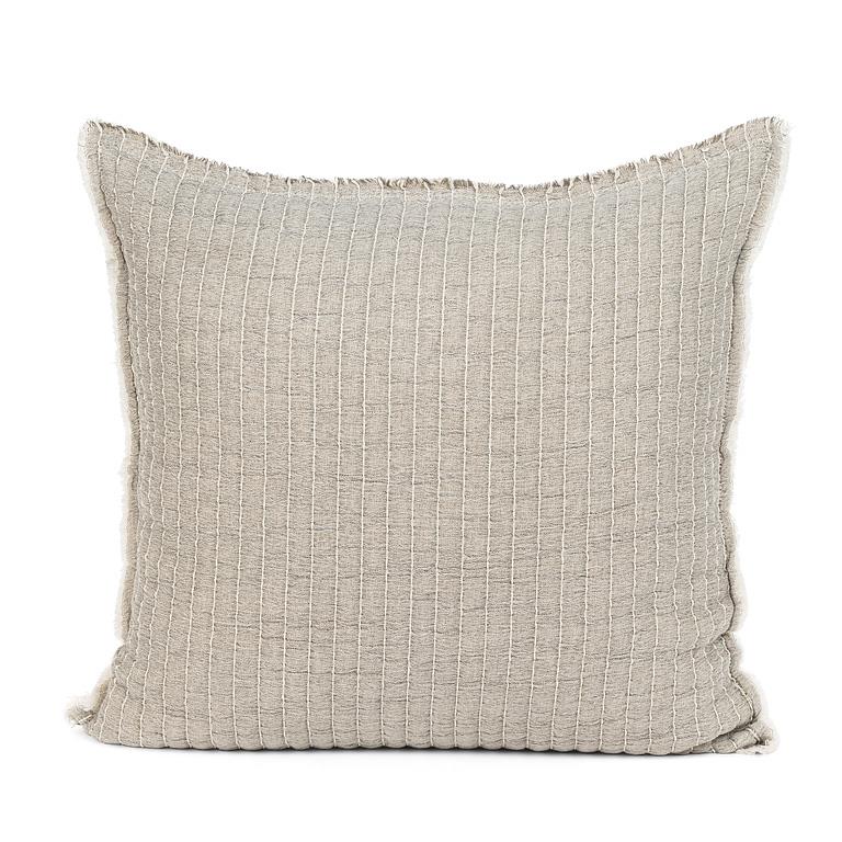 Overstitch Grey Kantha Cotton-Blend Square Pillow – 20" x 20"