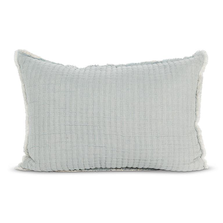 Overstitch Blue Kantha Cotton Rectangle Pillow – 16" x 24"